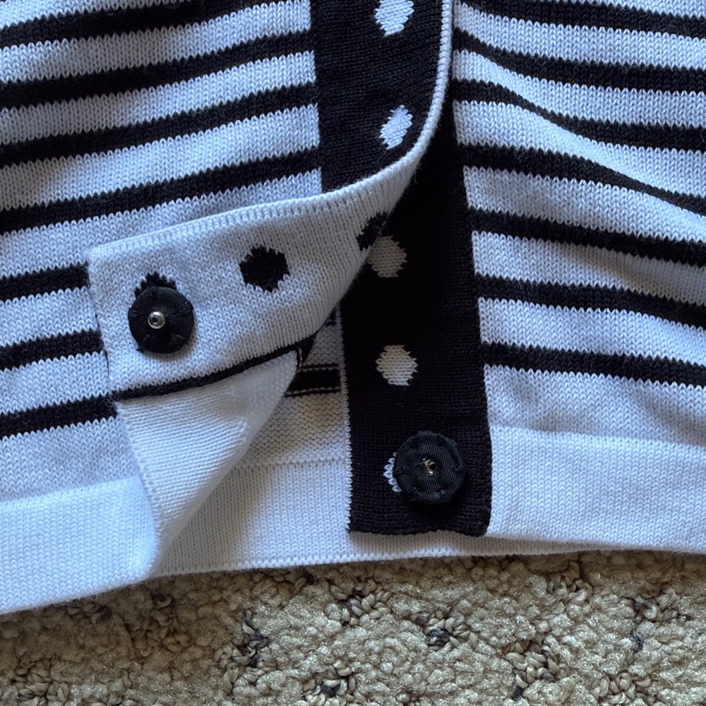 Talbots Black and White Polka Dot Cardigan Size Petite Small - Picture 7 of 9